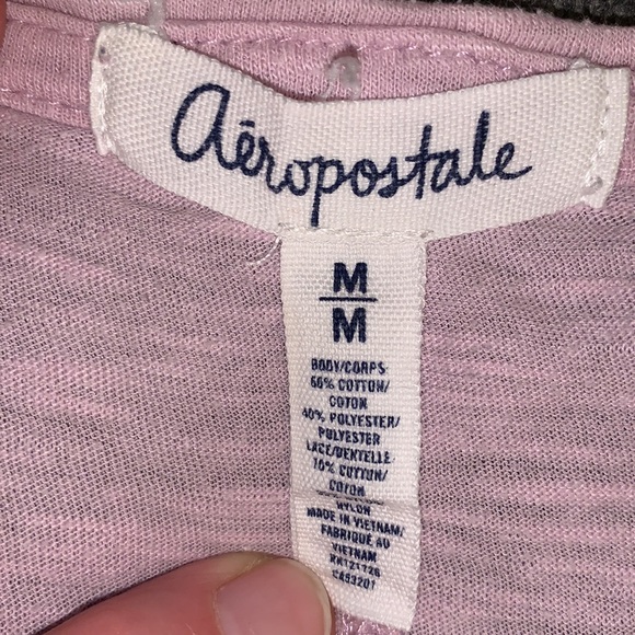 Lilac Aeropostale long sleeve Henley shirt with lace placket - Picture 4 of 7